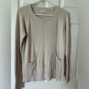 Barefoot Dreams Cozy Light Beige Pullover Sweater with Front Pockets